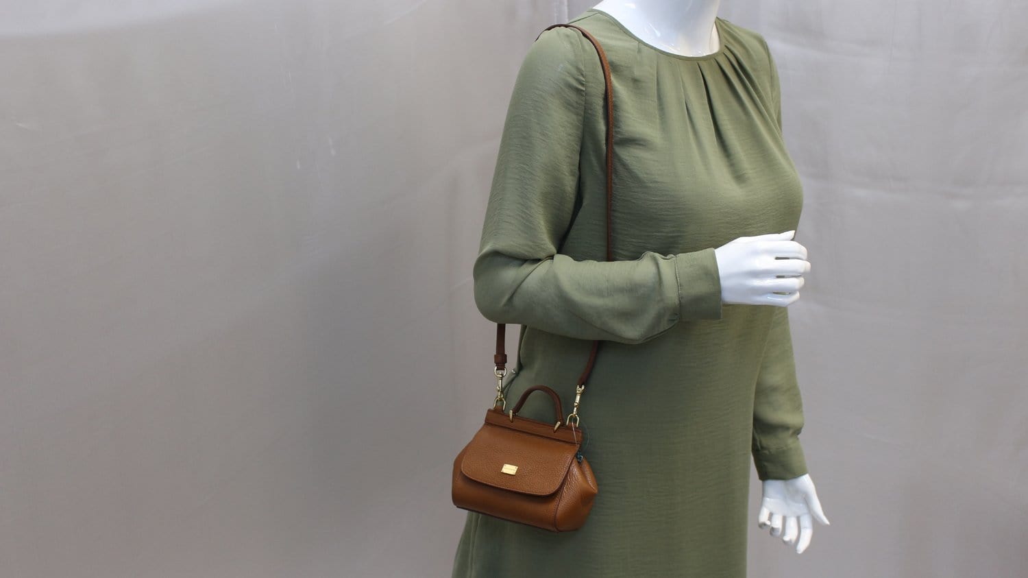 Sicily Medium Leather Shoulder Bag in Brown - Dolce Gabbana