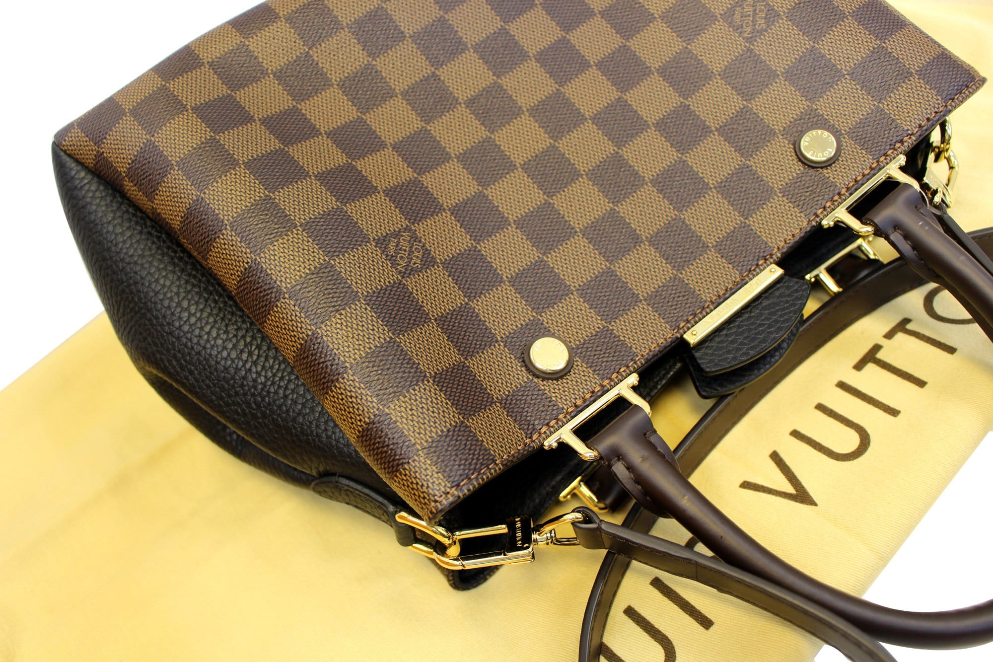 Louis Vuitton Damier Ebene & Black Taurillon Leather Brittany Bag