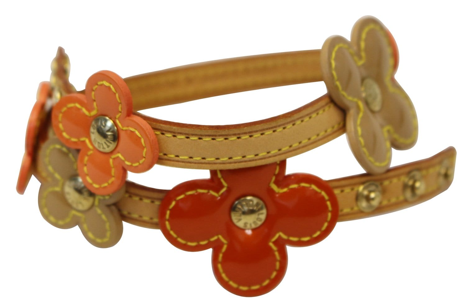 Louis Vuitton Orange Monogram Vernis Good Luck Bracelet Bangle Flower Cuff  860511