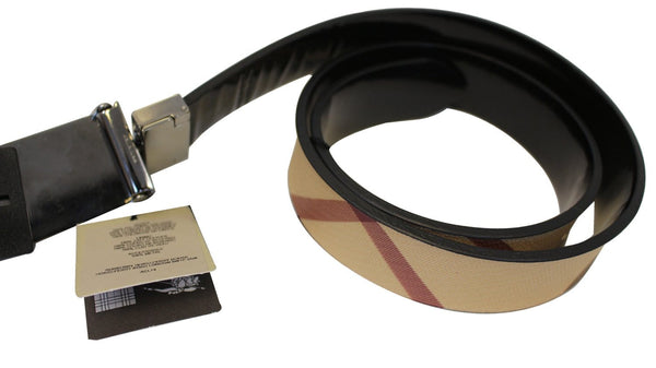 Burberry Belt Mens Check Burberry Leather Belt - rolled up View