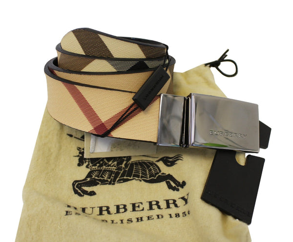 Burberry Belt Mens Check Burberry Leather Belt - on Bag