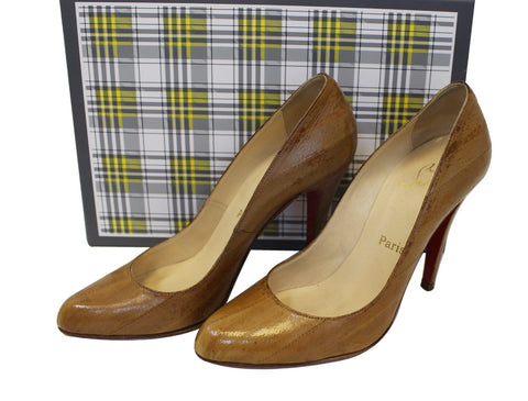 CHRISTIAN LOUBOUTIN Python Nude Pumps Size 37.1/2