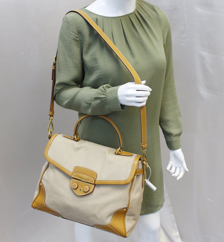 PRADA Corda/Cuoio Canapa and Cinghial Canvas Pattina Satchel Bag