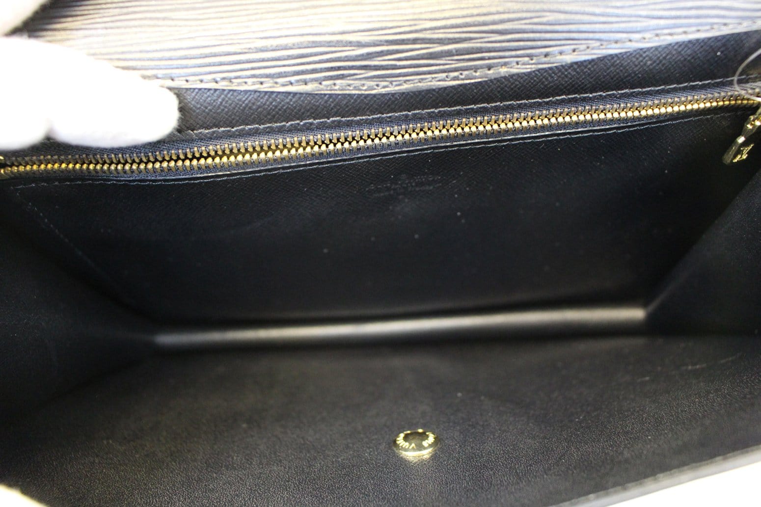 LOUIS VUITTON Epi Leather Pochette Montaigne Clutch Bag Black