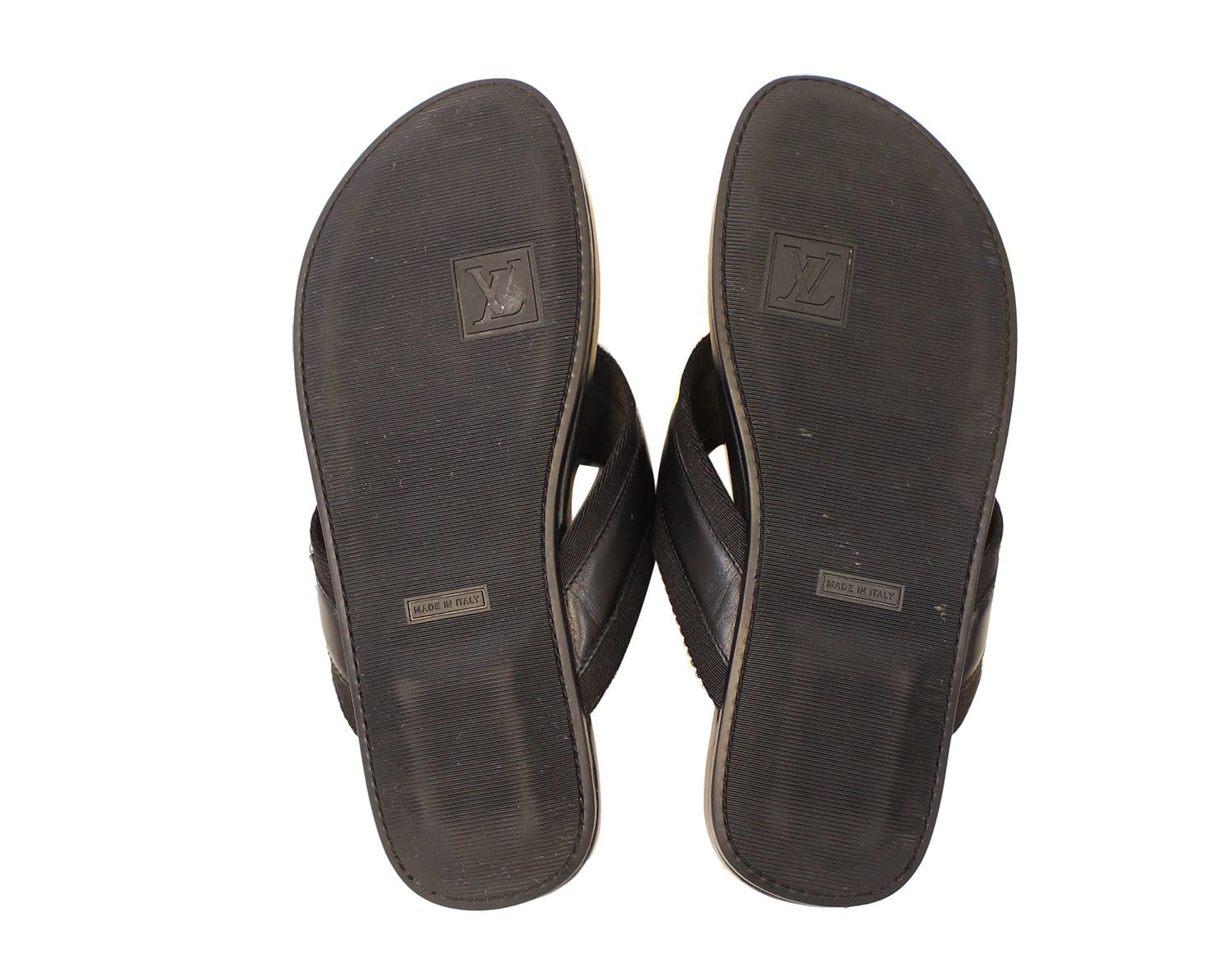 Louis Vuitton Black Thick Rugged Sole Thong Pam Slippers