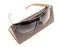 Gucci 1013 Shiny Black Rectangular Red/Green Web Logo Sunglasses GG 1013/S