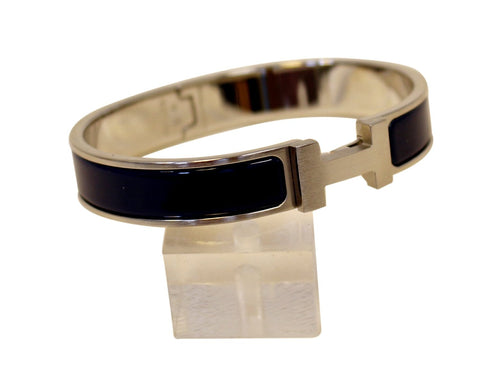 HERMES Clic H Bangle Metal Bracelet Blue