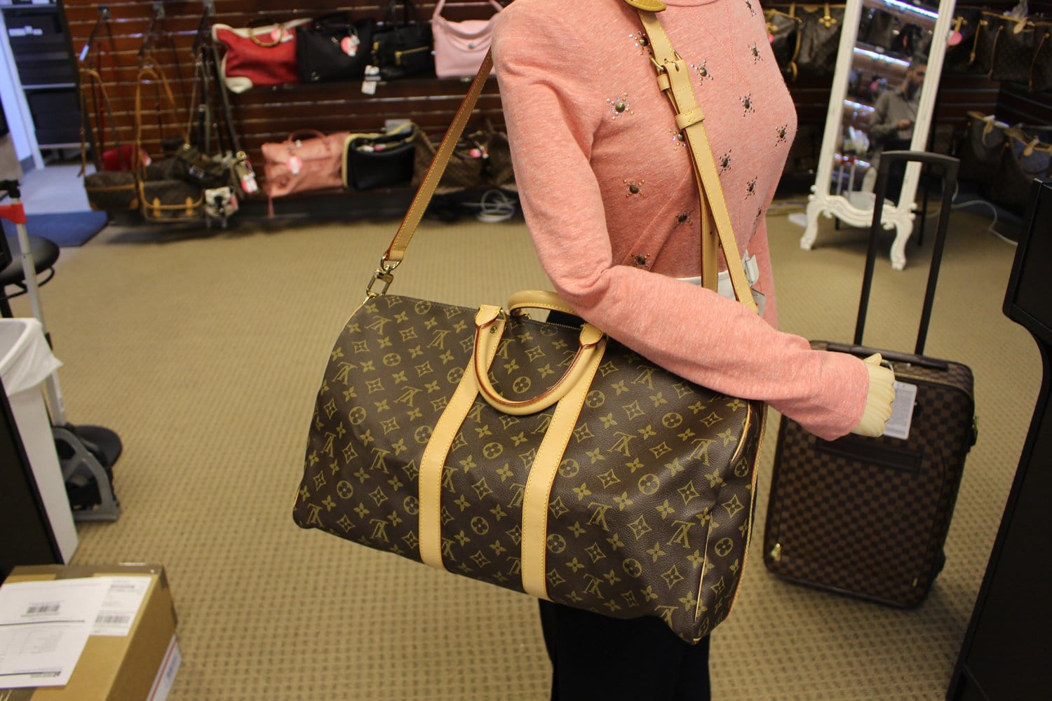 Louis Vuitton Boston Bag Women M41422 Keepall 60 Monogram W/Shoulder Strap