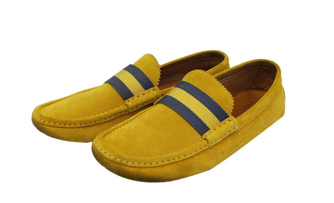 Gucci Men's Yellow Suede web Driver Loafer Size 7.1/2 G