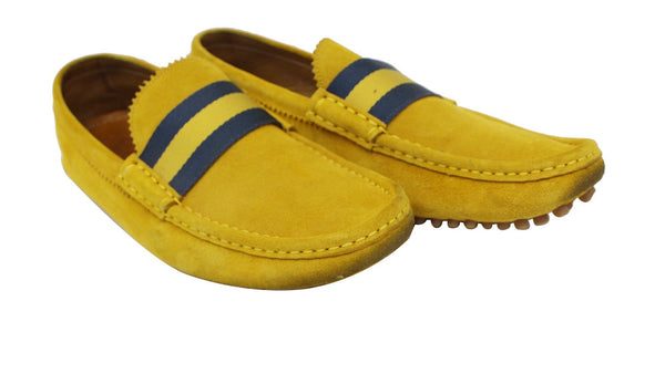 Gucci Men's Yellow Suede web Driver Loafer Size 7.1/2 G