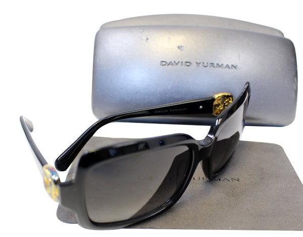 DAVID YURMAN Albion DY001 Black Onyx Gold Carnelian Wayfarer Sunglasses