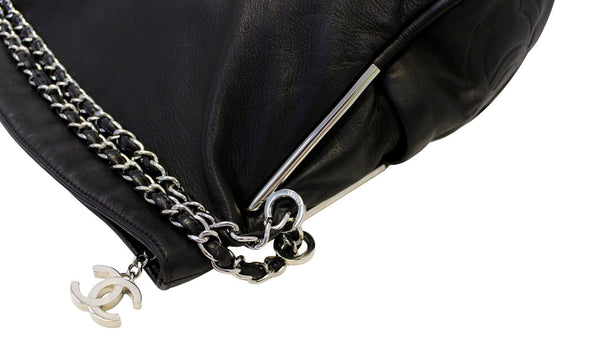 Chanel Shoulder Bag Black Lambskin Leather - CHANEL Bags - hook