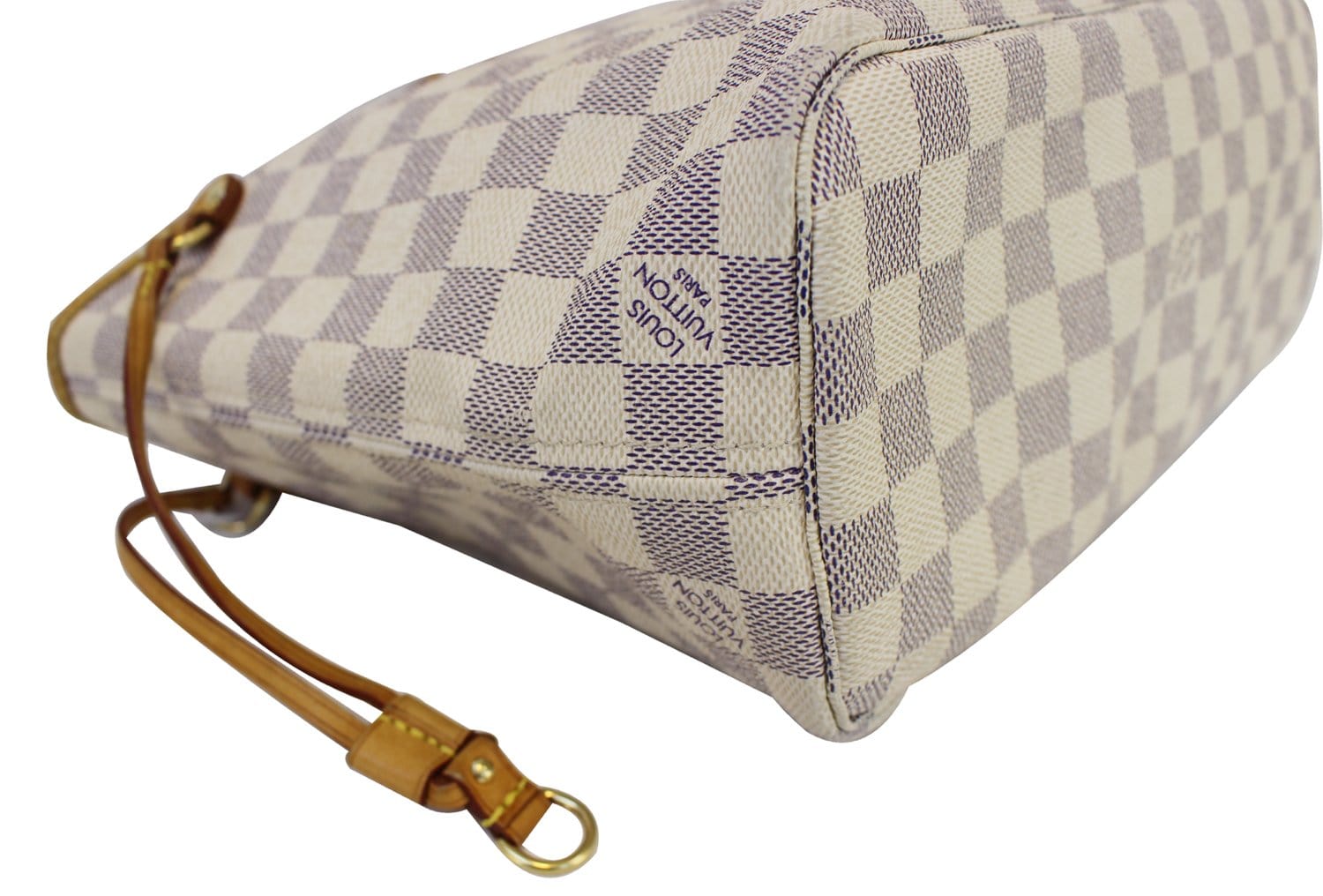 Louis Vuitton Damier Azur Neverfull PM Tote Shoulder Bag N51110 White  653789