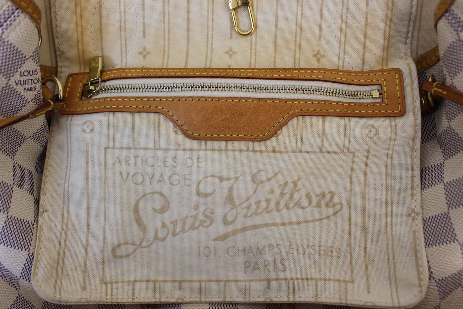 Authentic LOUIS VUITTON Neverfull PM Damier Azur Tote Bag Purse #49198