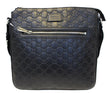 Gucci GG Signature Leather Black Messenger Bag 406408