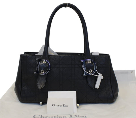 CHRISTIAN DIOR Black Leather Cannage Medium Tote Bag - Sale