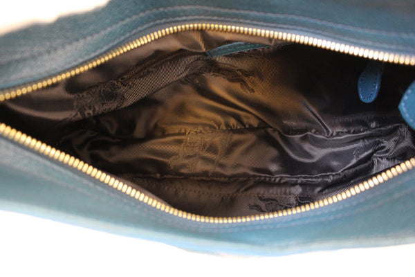 BURBERRY Hernville Leather Teal Small Hobo Bag - Sale