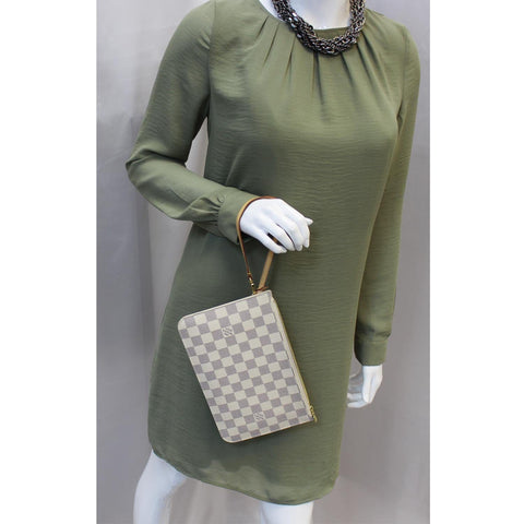 LOUIS VUITTON Pochette Wristlet Pouch Neverfull MM Damier Azur-US