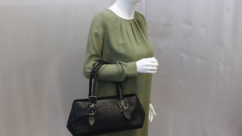 CHRISTIAN DIOR Black Leather Cannage Medium Tote Bag - Sale