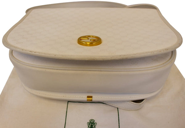 Gucci Crossbody Bag Supreme White Flap Vintage - front view