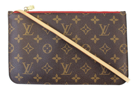 LOUIS VUITTON Monogram Neverfull MM Pochette Wristlet Red
