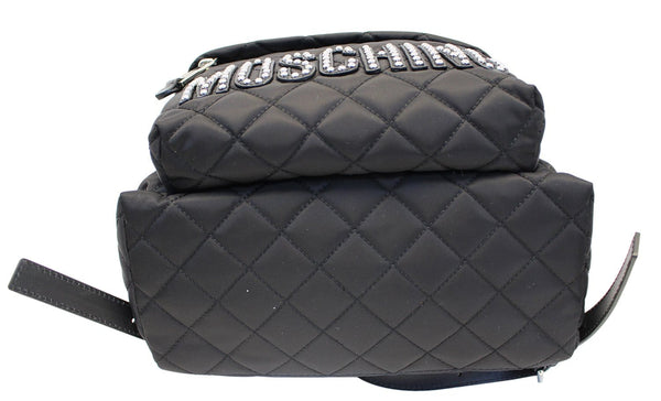 Moschino Women Large Studded Quilted Nylon Black Backpack