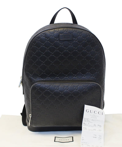 GUCCI Signature Leather Black Backpack Bag 406370
