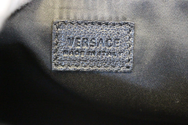 Versace Black Leather Medallion Shoulder Crossbody Bag