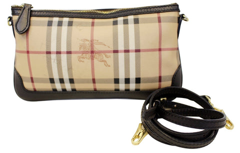 BURBERRY Haymarket Check Coated Canvas Peyton Crossbody Bag