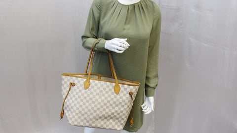 LOUIS VUITTON Damier Azur Neverfull MM Shoulder Bag