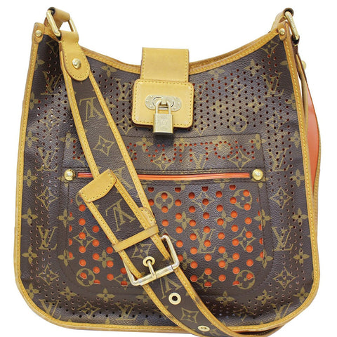 LOUIS VUITTON Orange Monogram Perforated Musette Shoulder Bag