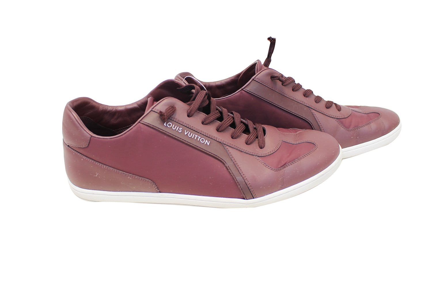 Authentic Louis Vuitton G0 0144 8 Shoes Run Away Sneaker Burgundy Mens Size  8