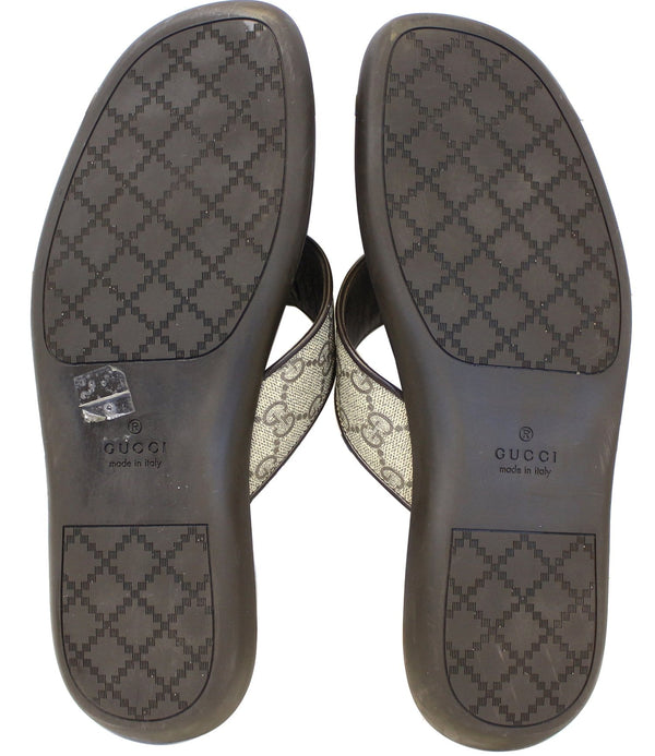Gucci Men's GG Supreme Canvas Flip Flop Sandals Size 8 1/2G