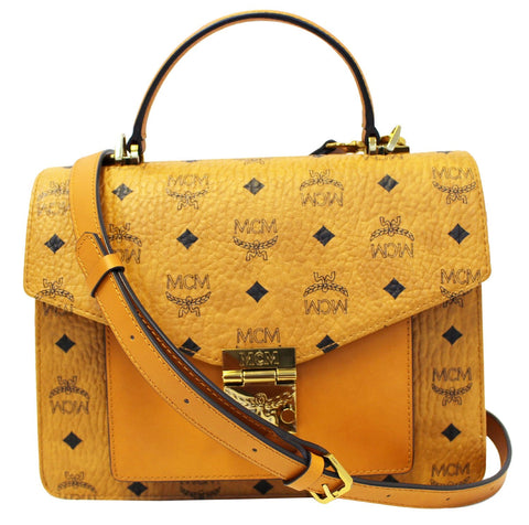 MCM Brown Canvas Classic Satchel Bag