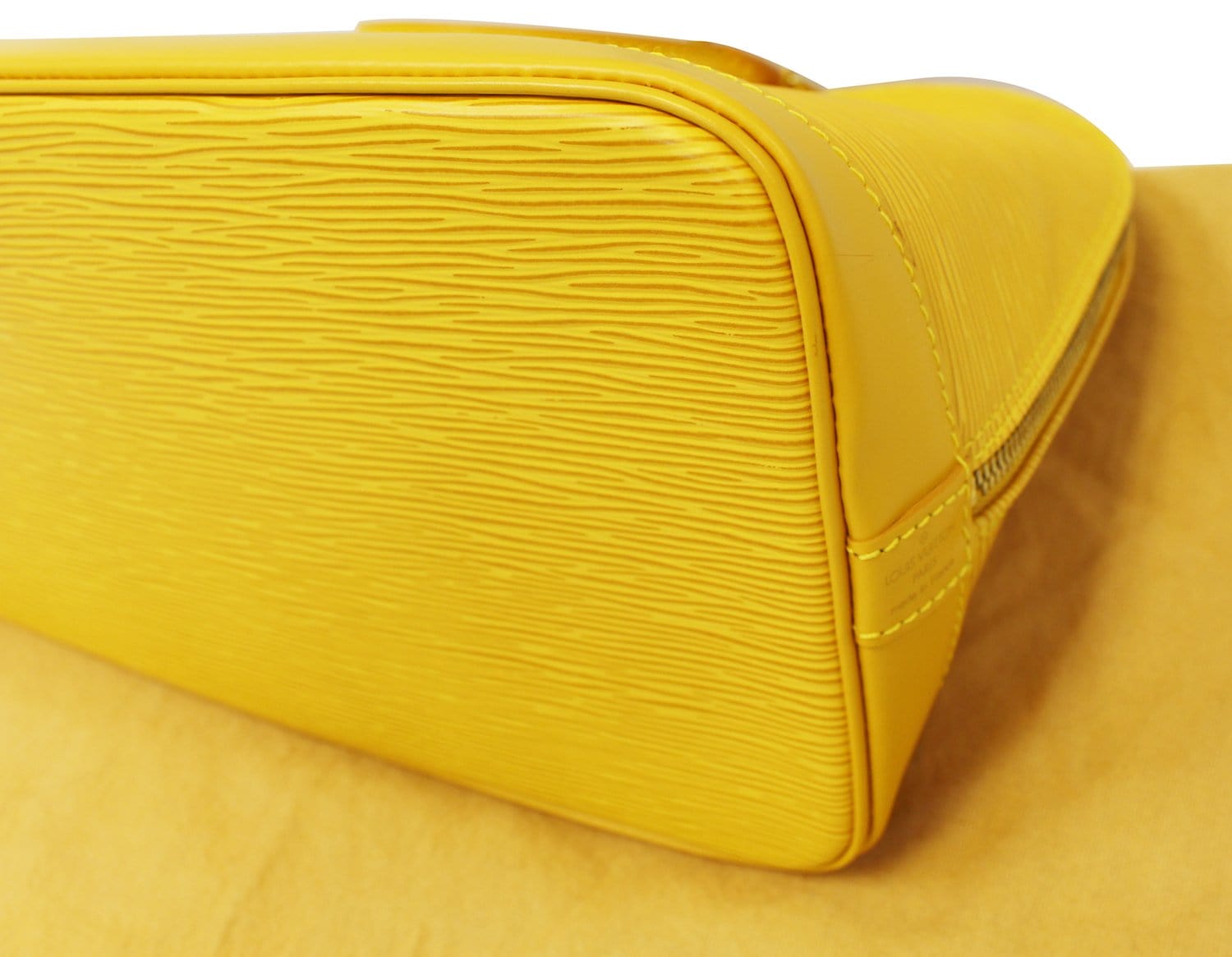 Authentic Louis Vuitton Tassil Yellow Epi Leather Alma PM, wallet and,  wrislet