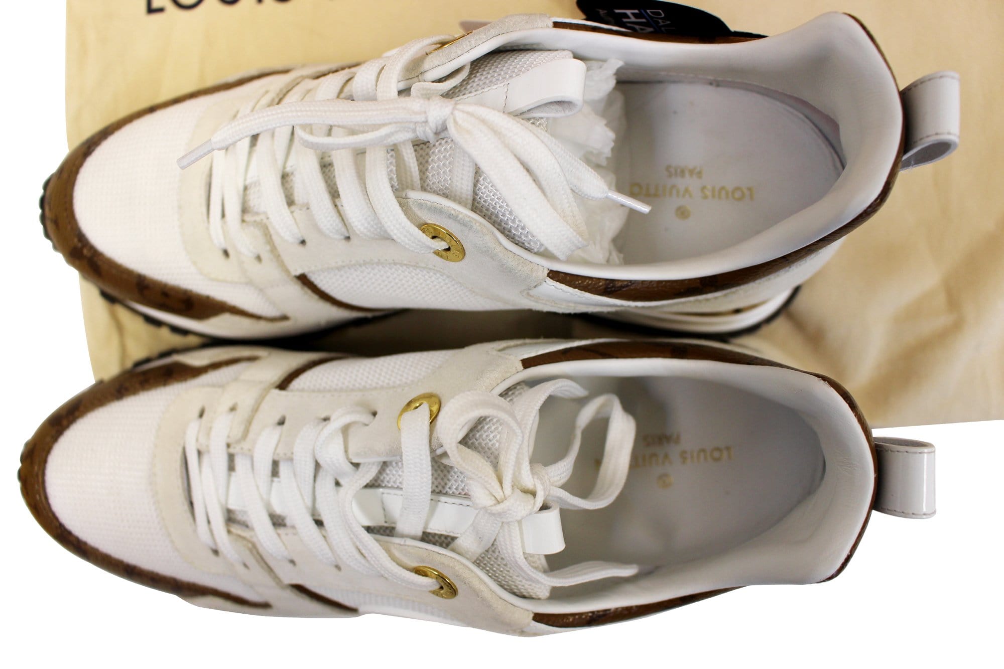 Louis Vuitton Rare Women's Size 35 White x Brown Monogram Run Away Sneaker 1012lv34
