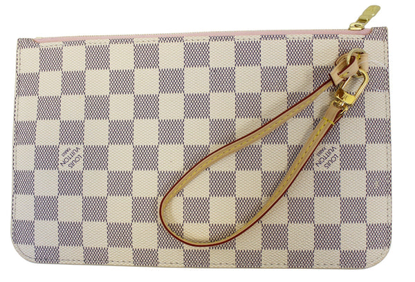 LOUIS VUITTON Damier Azur ROSE BALLERINE Pochette Wristlet Pouch Neverfull MM