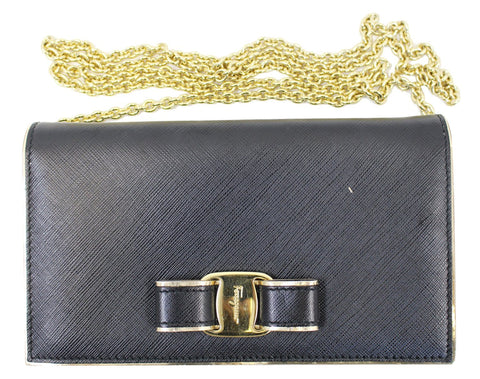 SALVATORE FERRAGAMO Miss Vara Bow Saffiano Leather Wallet Crossbody Bag