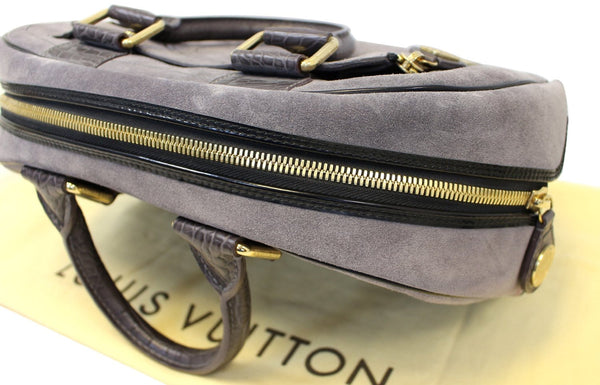 LOUIS VUITTON Grey Suede Havane Stamped Trunk GM Bag Limited