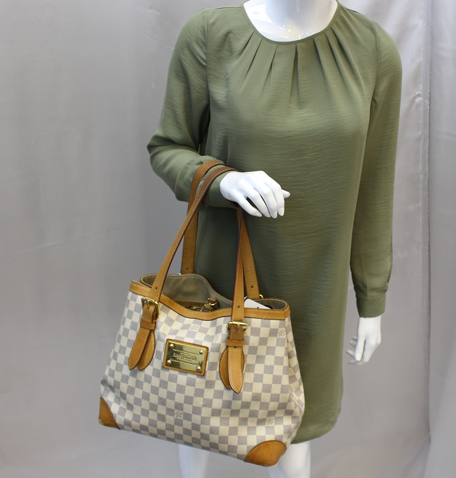 louis vuitton hampstead shopping bag in azur damier canvas and