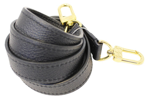 LOUIS VUITTON Shoulder Strap Used Leather Black