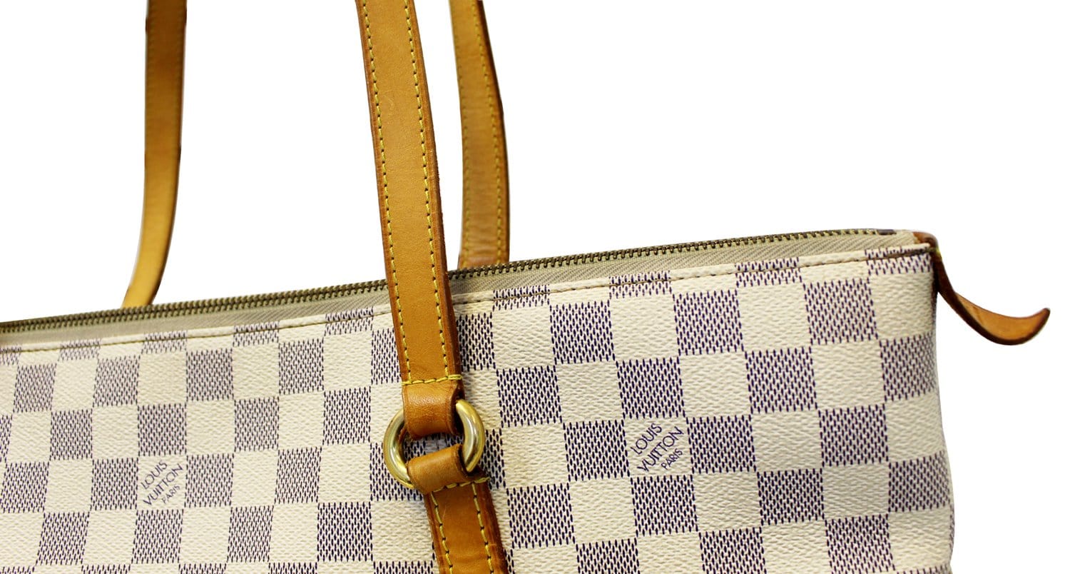 Auth Louis Vuitton Totally GM White Checkered Coated Canvas