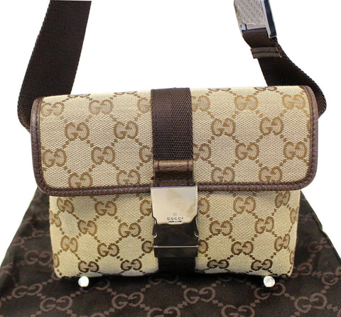 GUCCI GG Canvas Brown Waist Bum Bag