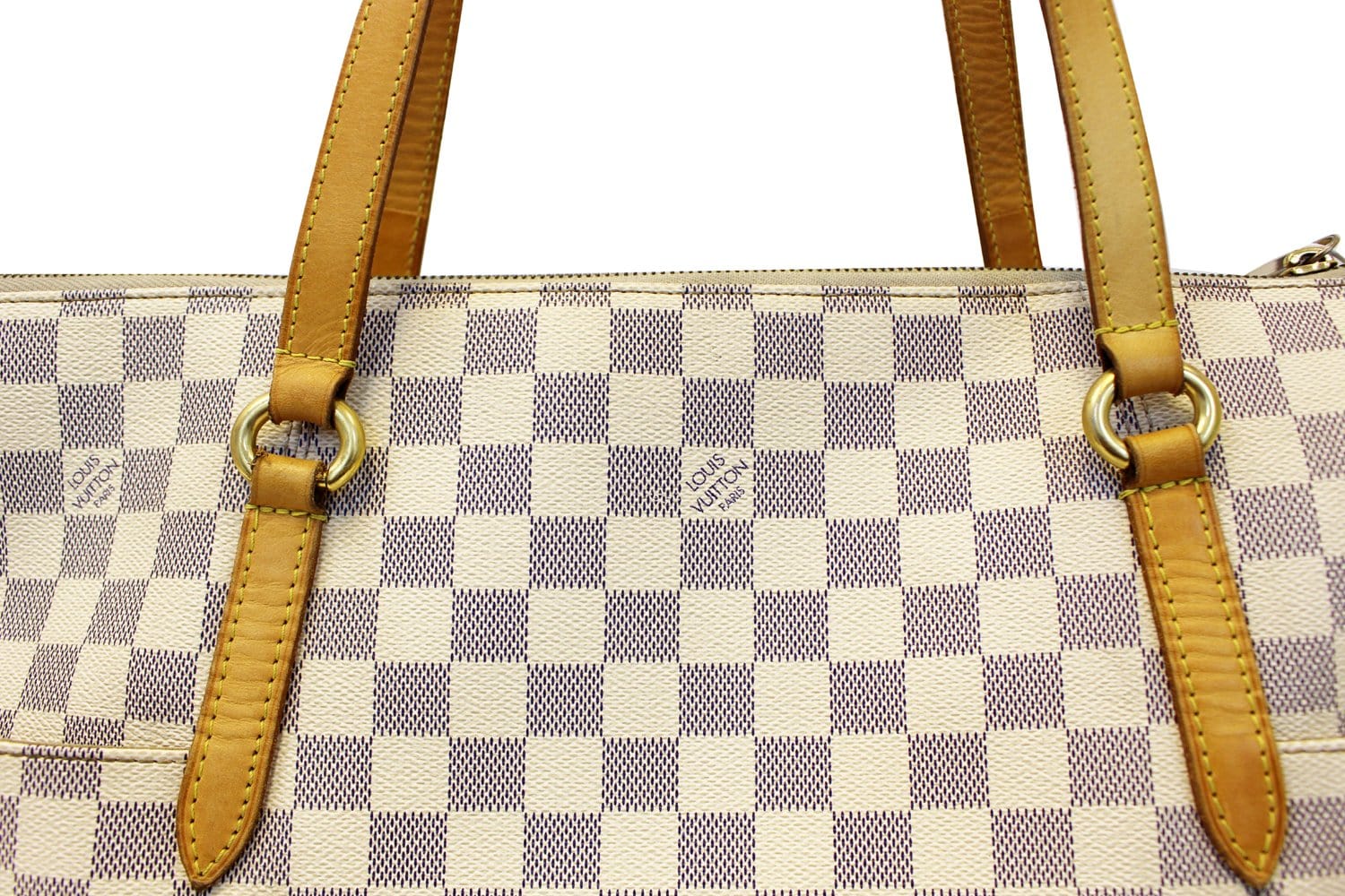 Auth Louis Vuitton Totally GM White Checkered Coated Canvas Shoulder Tote  Bag 
