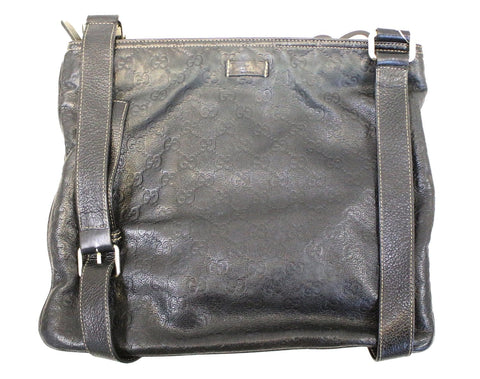 GUCCI Black Guccisima Leather Shima Crossbody Shoulder Bag 201446