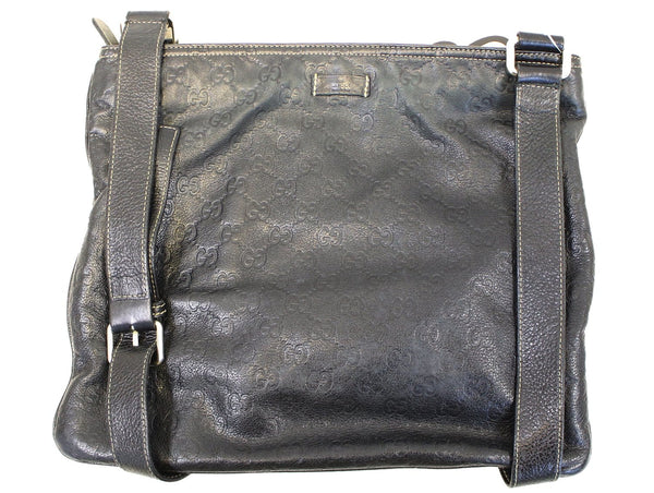 GUCCI Black Guccisima Leather Shima Crossbody Shoulder Bag 201446