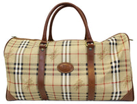 Burberry Nova Check PVC Leather Brown Beige Travel Bag