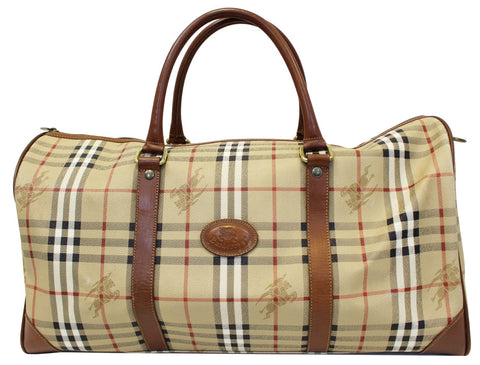 Burberry Nova Check PVC Leather Brown Beige Travel Bag