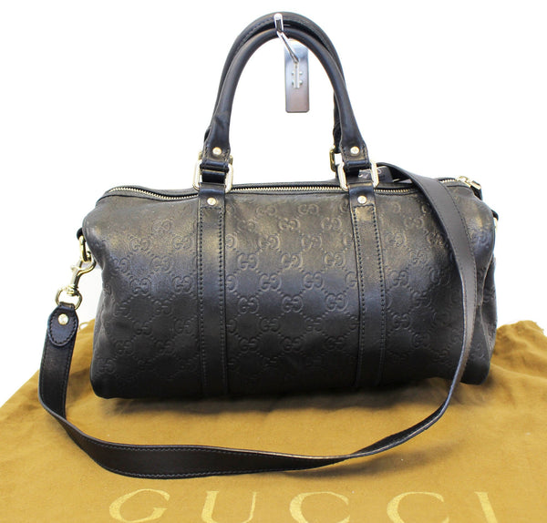 GUCCI GG Guccissima Leather Black Boston Bag 203696
