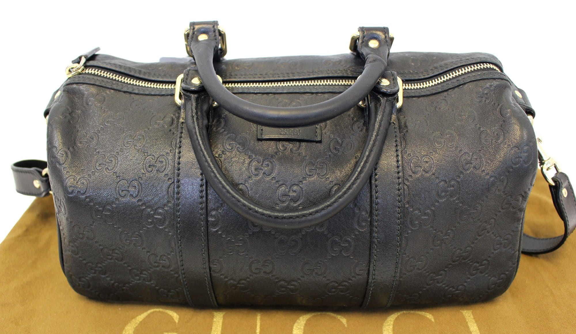 Gucci Black Guccissima Leather Joy Boston Bag Pony-style calfskin